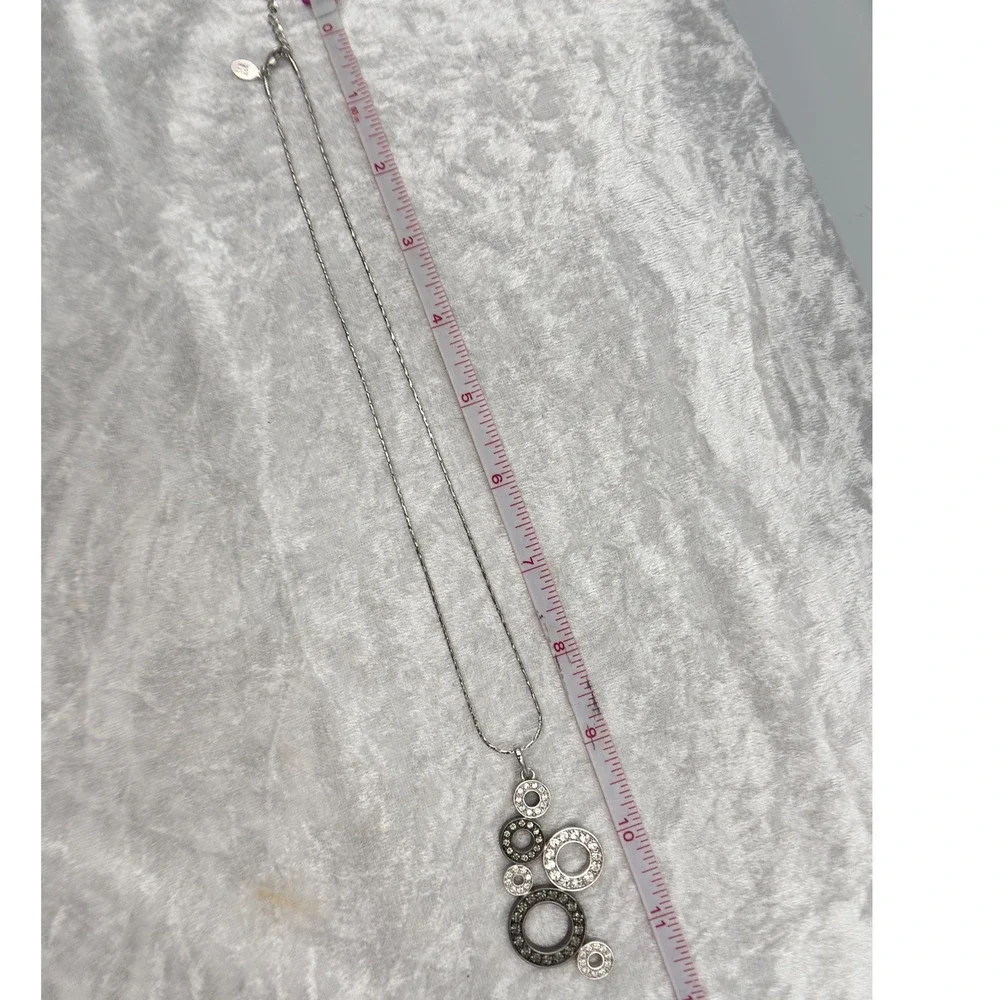 Nolan Miller Thailand Silver Tone Circle‎ Pendant Necklace Costume Jewelry